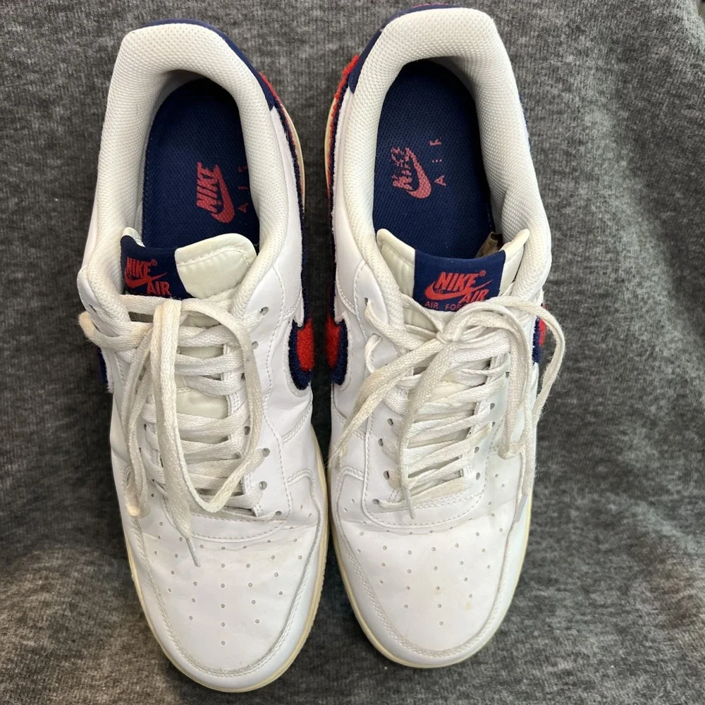 Air Force‎ One Low 3D Chenille Swoosh White Red Blue Mens Size 13